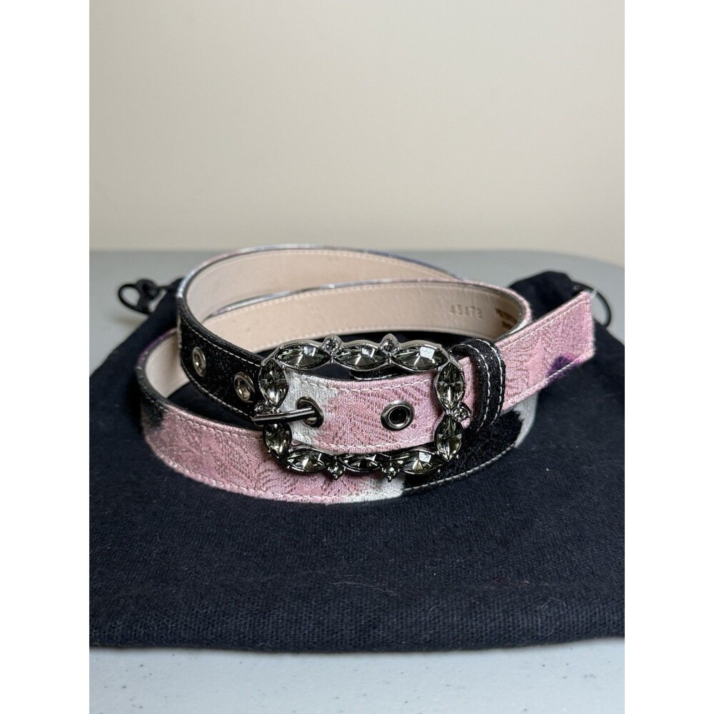 St. John 45478 Textured Cowgirl Waist Belt Rhinestone Buckle Sz 10 Dust Bag